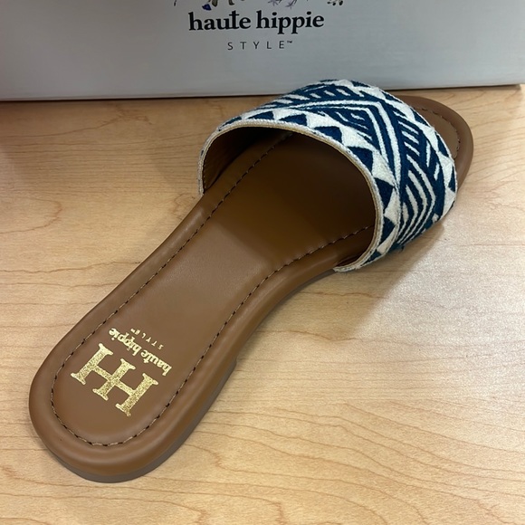 haute hippie Blue Aztec Embro Slide Sandals - Picture 5 of 10